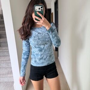 Y2K 90s Vintage Made in USA Tie-Dye Beaded Long Sleeve Prana Top S